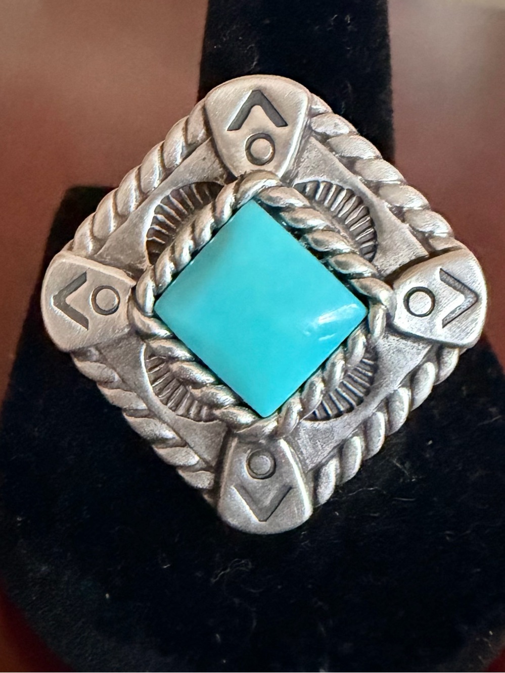 Carolyn Pollack Old Carlisle Square Turquoise Sterling Silver Ring Size 9.5
